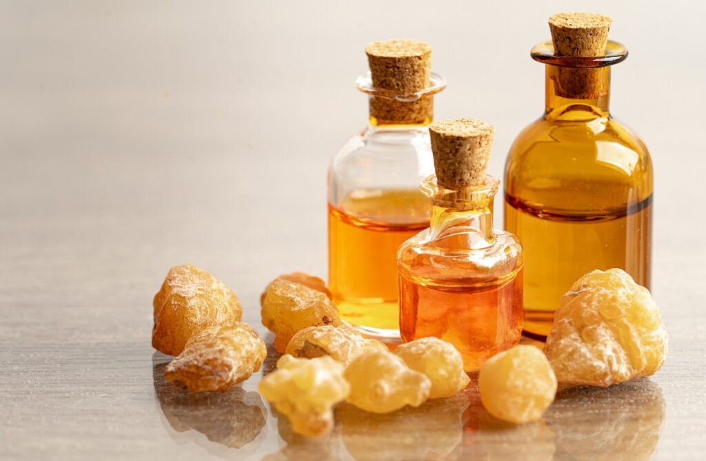 Frankincense or olibanum aromatic resin used in incense and perfumes.
