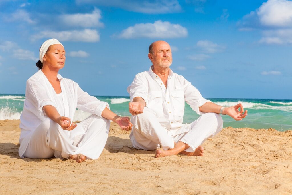 relaxing active senior lifestyle yoga