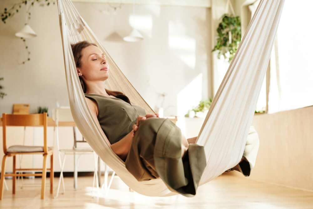 image of a woman relaxing at home