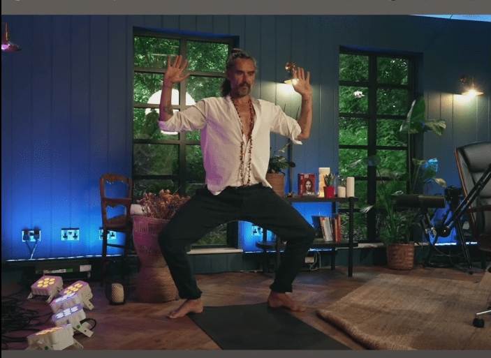 image of Russel Brand doing celebrity yoga
