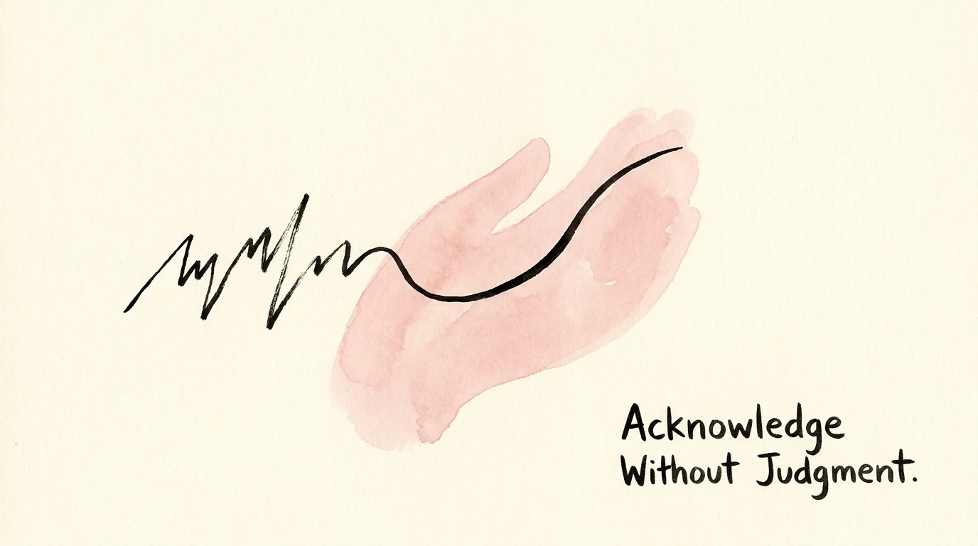 A minimalist drawing of a jagged line being smoothed out by a soft, symbolic hand.