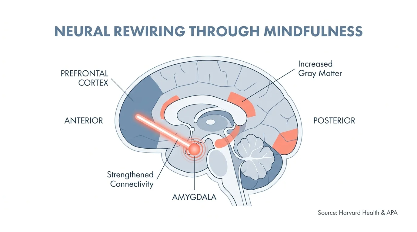 A scientific diagram showing the neural connection between the Amygdala and Prefrontal Cortex.